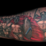 Spartan color portrait tattoo
