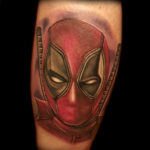 deadpool color portrait tattoo