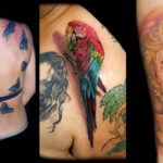 color parrot portrait tattoo