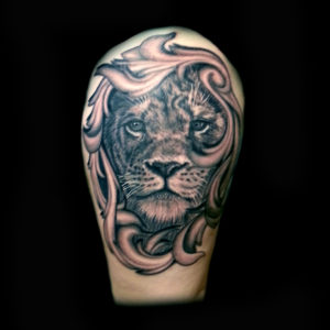 lion black and white tattoo