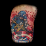 Captain America color portrait tattoo