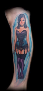 color pinup girl tattoo