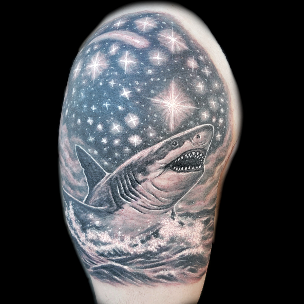 realistic shark tattoo