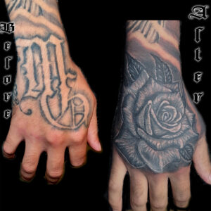 rose cover-up tattoo